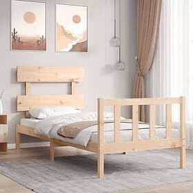 vidaXL Bed Frame med huvudgavel enkelsäng massivt trä 3193236