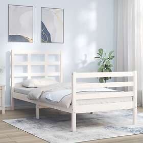vidaXL Bed Frame med huvudgavel vit enkelsäng massivt trä 3193952
