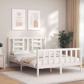 vidaXL Bed Frame med huvudgavel vit 140x200 cm massivt trä 3192882