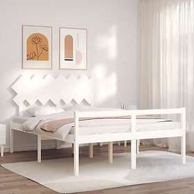 vidaXL Bed Frame med huvudgavel vit 140x190 cm massivt trä 3195527