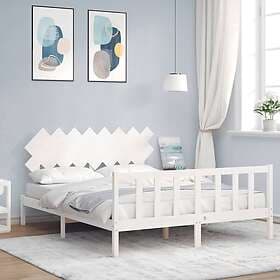 vidaXL Bed Frame med huvudgavel vit 160x200 cm massivt trä 3193477