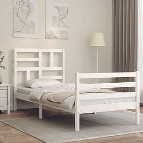 vidaXL Bed Frame med huvudgavel vit 90x200 cm massivt trä 3194882