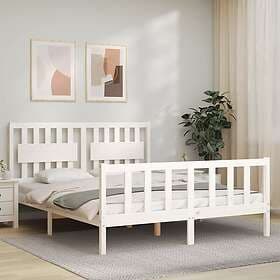 vidaXL Bed Frame med huvudgavel vit 160x200 cm massivt trä 3192437