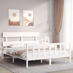 vidaXL Bed Frame med huvudgavel vit 160x200 cm massivt trä 3193282