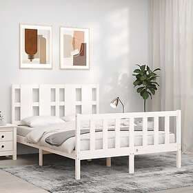 vidaXL Bed Frame med huvudgavel vit 120x200 cm massivt trä 3192227