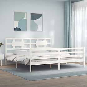 vidaXL Bed Frame med huvudgavel vit 200x200 cm massivt trä 3194462