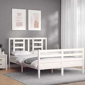 vidaXL Bed Frame med huvudgavel vit 140x200 cm massivt trä 3194702