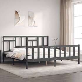 vidaXL Bed Frame med huvudgavel grå 200x200 cm massivt trä 3193163
