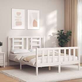 vidaXL Bed Frame med huvudgavel vit 120x200 cm massivt trä 3192877