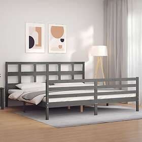 vidaXL Bed Frame med huvudgavel grå 200x200 cm massivt trä 3194853