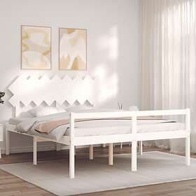 vidaXL Bed Frame med huvudgavel vit 160x200 cm massivt trä 3195557