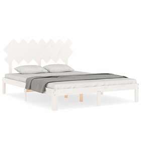 vidaXL Bed Frame med huvudgavel vit 140x200 cm massivt trä 3193727