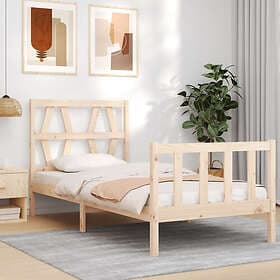 vidaXL Bed Frame med sänggavel 2FT6 Small enkel massivt trä 3192451