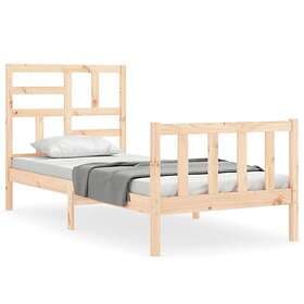 vidaXL Bed Frame med huvudgavel 90x200 cm massivt trä 3193061