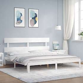 vidaXL Bed Frame med huvudgavel vit 200x200 cm massivt trä 3193552
