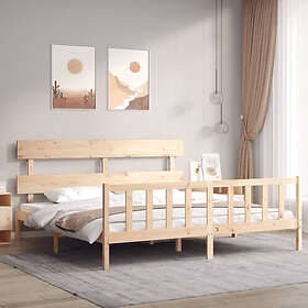 vidaXL Bed Frame med huvudgavel massivt trä 3193286