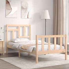 vidaXL Bed Frame med huvudgavel 90x200 cm massivt trä 3193126