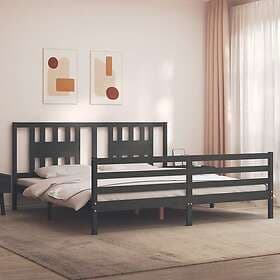 vidaXL Bed Frame med huvudgavel grå 200x200 cm massivt trä 3194593