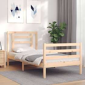 vidaXL Bed Frame med huvudgavel 90x200 cm massivt trä 3194686