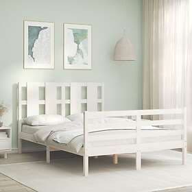 vidaXL Bed Frame med huvudgavel vit 120x200 cm massivt trä 3194112