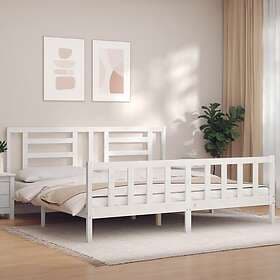 vidaXL Bed Frame med huvudgavel vit massivt trä 3192897