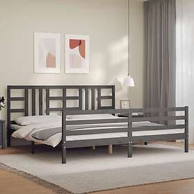 vidaXL Bed Frame med huvudgavel grå 200x200 cm massivt trä 3193943
