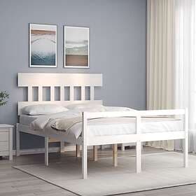 vidaXL Bed Frame med huvudgavel vit 120x200 cm massivt trä 3195412
