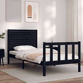 vidaXL Bed Frame med sänggavel svart 2FT6 Small enkel massivt trä 3193170