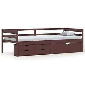vidaXL Bed Frame with drawers dark brown 90x200 cm