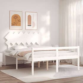 vidaXL Bed Frame med huvudgavel vit 140x200 cm massivt trä 3195547
