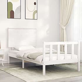 vidaXL Bed Frame med huvudgavel vit enkelsäng massivt trä 3193367