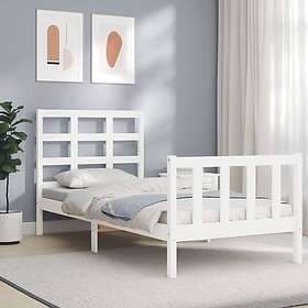 vidaXL Bed Frame med huvudgavel vit 100x200 cm massivt trä 3192092