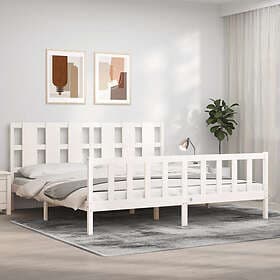 vidaXL Bed Frame med huvudgavel vit 180x200 cm massivt trä 3192247