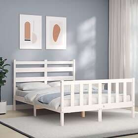 vidaXL Bed Frame med huvudgavel vit 120x200 cm massivt trä 3192032