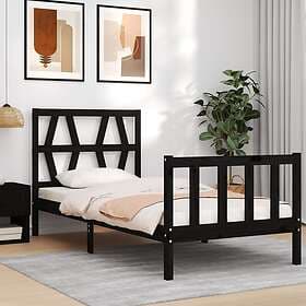 vidaXL Bed Frame med sänggavel svart 2FT6 Small enkel massivt trä 3192455