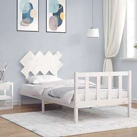 vidaXL Bed Frame med huvudgavel vit enkelsäng massivt trä 3193432