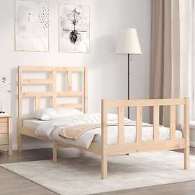 vidaXL Bed Frame med huvudgavel enkelsäng massivt trä 3193041