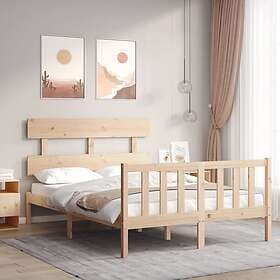 vidaXL Bed Frame med huvudgavel 140x190 cm massivt trä 3193251