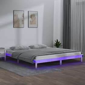 vidaXL Bed Frame LED vit 180x200 cm massivt trä 820622