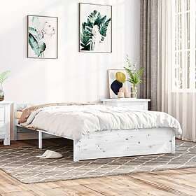 vidaXL Bed Frame vit massivt trä 135x190 cm 4FT6 815020