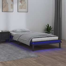 vidaXL Bed Frame med LED 90x200 cm massivt trä grå 820593