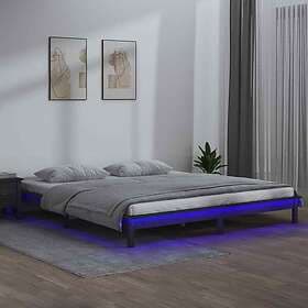 vidaXL Bed Frame LED grå 120x190 cm massivt trä 820643