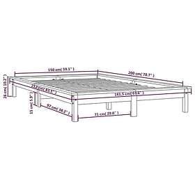 vidaXL Bed Frame Grå 150x200 cm massiv furu 820548