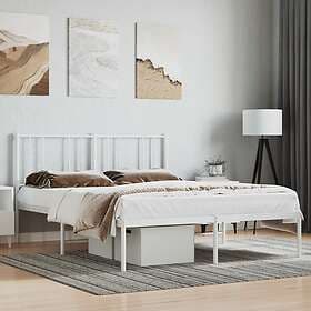 vidaXL Bed Frame med huvudgavel metall vit 160x200 cm 352532