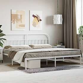 vidaXL Bed Frame med huvudgavel metall vit 193x203 cm 353690