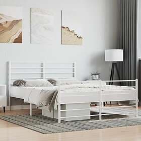 vidaXL Bed Frame med huvudgavel och fotgavel vit metall 160x200 cm 352389