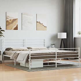 vidaXL Bed Frame med huvudgavel och fotgavel vit metall 183x213 cm 352391