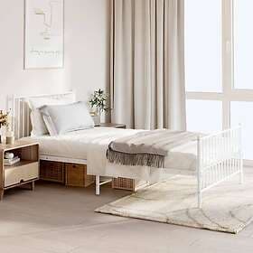 vidaXL Bed Frame med huvudgavel och fotgavel vit metall 107x203 cm 350945