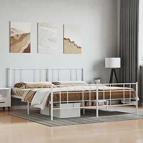 vidaXL Bed Frame med huvudgavel och fotgavel vit metall 200x200 cm 352554