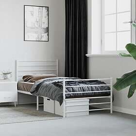 vidaXL Bed Frame med huvudgavel och fotgavel vit metall 90x200 cm 352379